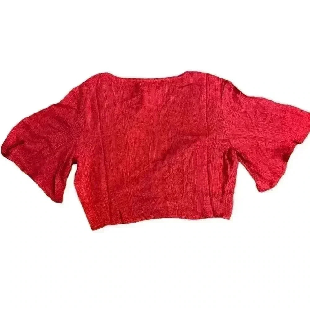 L*Space NWT Piper Red Crop Top Tie Front Small - Picture 3 of 6